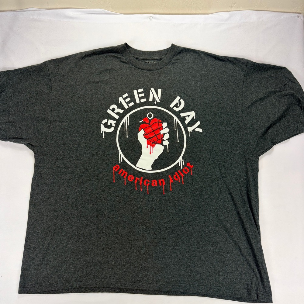 Green Day American Idiot Graphic Band‎ T Shirt Mens 5XL Dark Gray Tee 2020